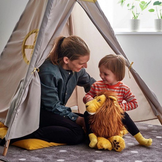 DJUNGELSKOG peluş aslan büyük boy, yumuşak oyuncak, sarı-kahverengi, 70 cm