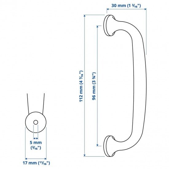 ENERYDA kulp, krom kaplama, 112 mm, 2 adet