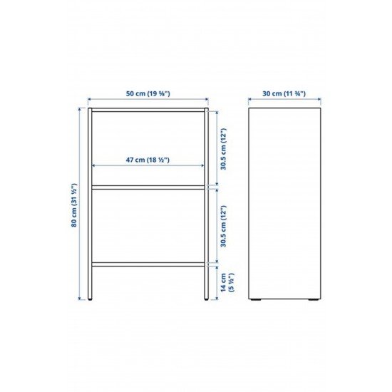 Baggebo Açık Kitaplık 50x30x80cm