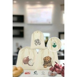 Organik Saf Pamuklu ipli Ham Bez Torba - Kuru Sebze, Soğan, Patates ve Sarımsak Torbası 3lü set