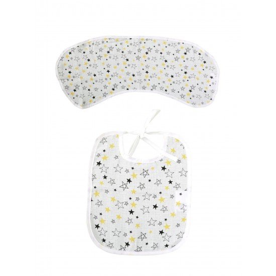 Bebek Anne Baba Omuz Bezi ve Mama Önlüğü, İkili Set, OEKO-TEX sertifikalı, Burpy Bip Organic Cloth YILDIZ Desenli Feeding Cloth%100 Pamuk Multi-Use Burp Cloth Bib 67x28 cm