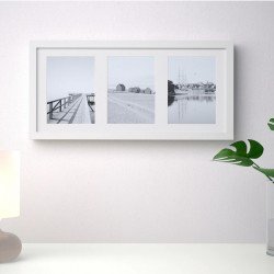 Rıbba Beyaz 3 Lü Çerçeve 50x23 Cm Beyaz Derin Kenarlı Ahşap Fotoğraf Resim Çerçevesi